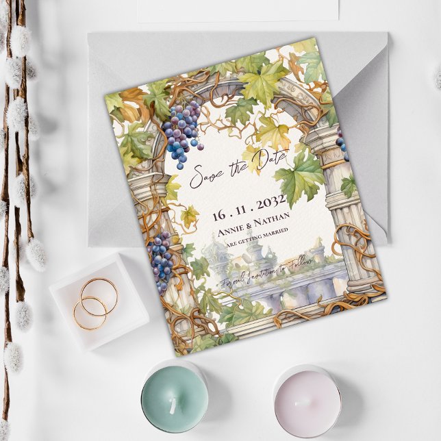 Casamento de Vinha-de-Vinho-Russo Salve a Data (Rustic Grapevine Vineyard Wedding Save the Date Invitation )