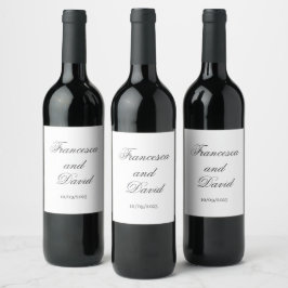 Casamento de vinho com rótulos brancos simples
