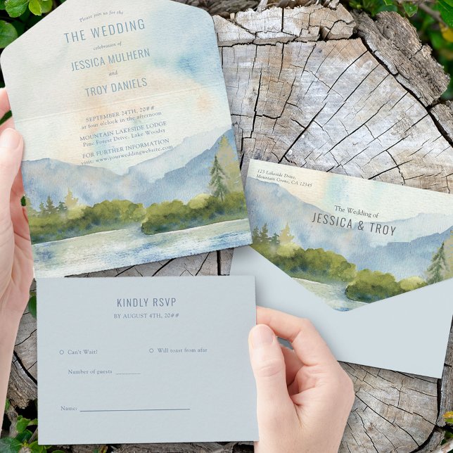 Casamento de Watercolor em lago das Montanhas (Criador carregado)