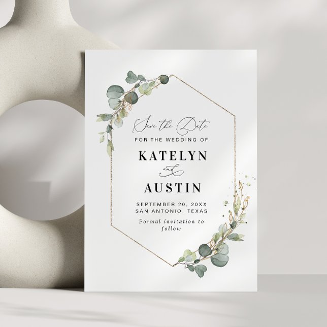 casamento de watercolor eucalyptus salve o cartão  (Criador carregado)