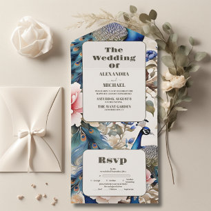 Casamento de Watercolor Floral Peacock Chinoiserie
