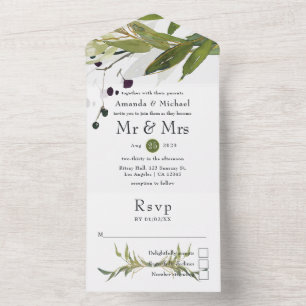 Casamento de Watercolor Leafy Greenery