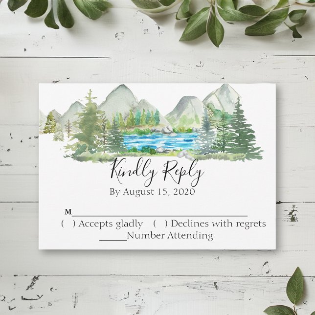 Casamento de Watercolor Mountain Forest RSVP (Criador carregado)