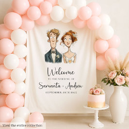 Casamento de Watercolor Tapeçaria Quirky Bride Gro