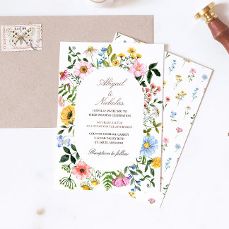 Casamento de Watercolor Wildflower Convite Russo