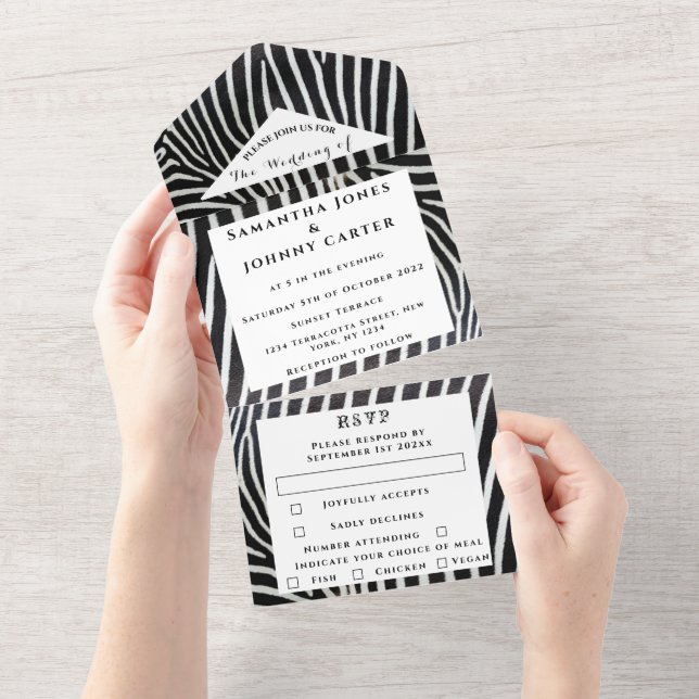 Casamento de Zebra com Stripes Negra e Branca (Aba destacável)