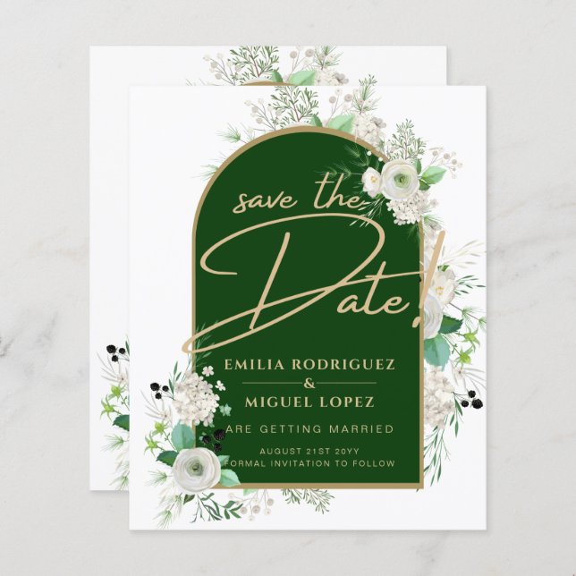 Casamento do Arco Verde Emerald, Roses Brancas de  (Frente/Verso)