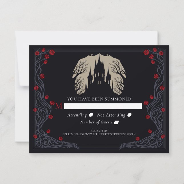 Casamento do Castelo Floral Gothic RSVP (Frente)