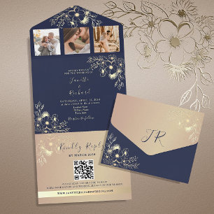 Casamento do Código QR Azul do Marinho Elegante