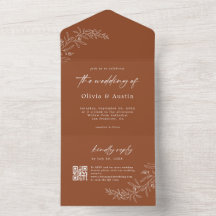 Casamento do Código QR Boho Terracotta Minimalista