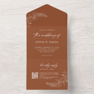 Casamento do Código QR Boho Terracotta Minimalista