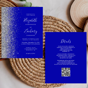 Casamento do Código QR com Glitter Real Azul