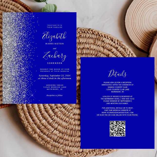Casamento do Código QR com Glitter Real Azul (Criador carregado)