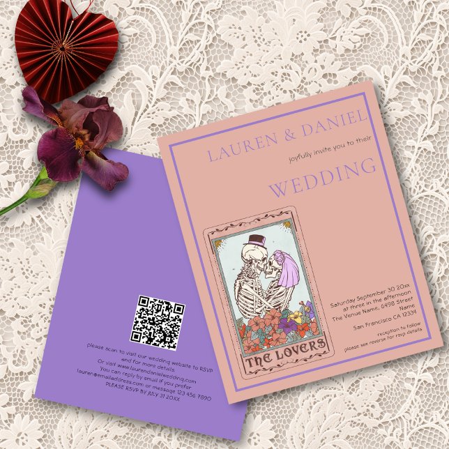 Casamento do Código QR do Cartão de Tarô Gótico do (Front and back views)