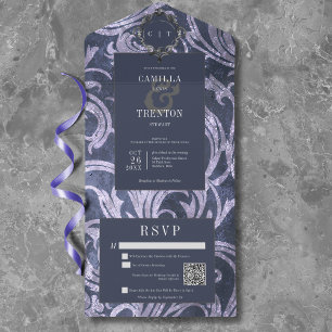 Casamento do Código QR do Damasco Roxo Púrpura Gót