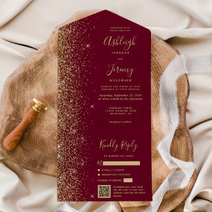 Casamento do Código QR do Dourado Vermelho Moderno