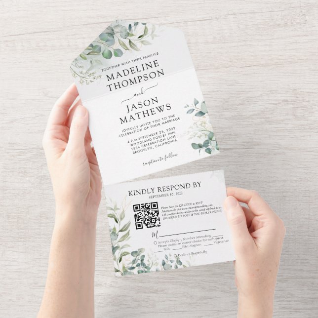 Casamento do Código QR do Elegante Eucalyptus Dour (Aba destacável)