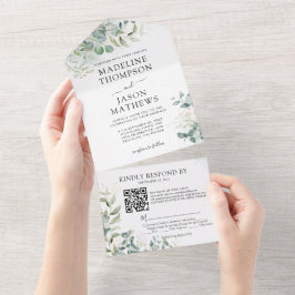 Casamento do Código QR do Elegante Eucalyptus Dour