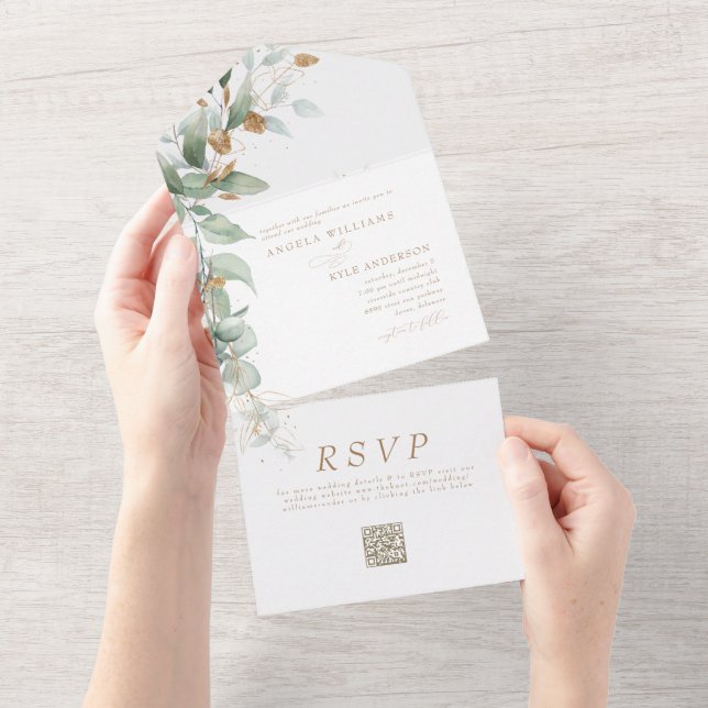 Casamento do Código QR do Elegante Eucalyptus Glam (Aba destacável)