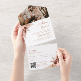 Casamento do Código QR do Elegante Terracotta Pamp