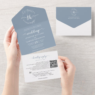 Casamento do Código QR do Monograma Azul com Derra