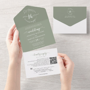 Casamento do Código QR do Monograma Verde da Sala