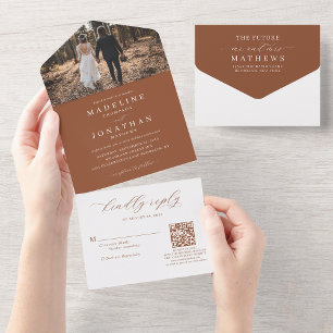 Casamento do Código QR do Terracotta Elegante Româ