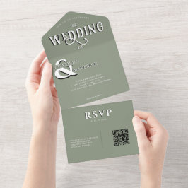 Casamento do Código QR Verde do Sage Elegante Mode