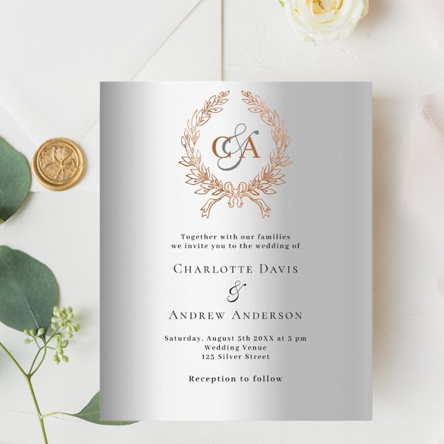 Casamento do monograma do monograma de wreath rosa (Criador carregado)