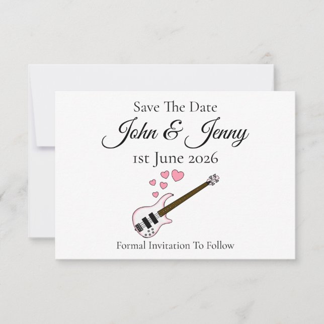 Casamento Do Músico De Bass Guarda A Data (Frente)