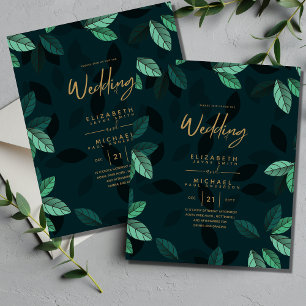 Casamento do Orçamento Verde de Ouro Elegante