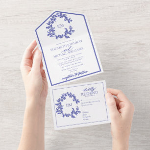 Casamento do Periwinkle Leafy Crest Monograma