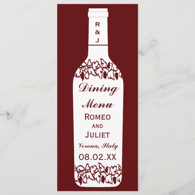 Casamento do vinhedo que janta o menu (Frente)