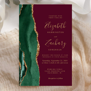 Casamento Dourado Agate Burgundy, Emerald Green