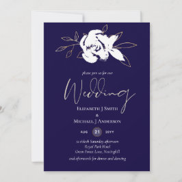 Casamento Dourado Azul-Marinho Elegante