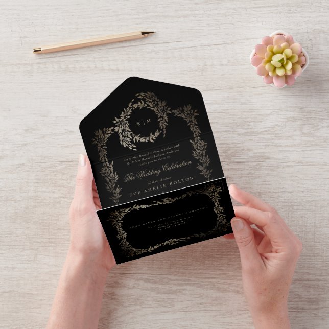 Casamento Dourado Botânico Ebony Black Wreath Clas (Vídeo)