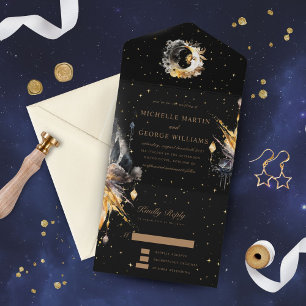 Casamento Dourado Celestial Preto Tudo Em Um Convi