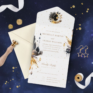 Casamento Dourado Celestial Preto Tudo Em Um Convi