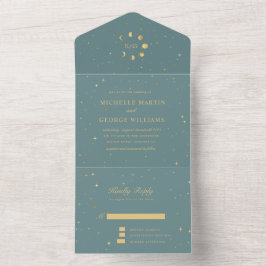 Casamento Dourado Celestial Tudo Em Um Convite