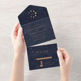 Casamento Dourado Celestial Tudo Em Um Convite