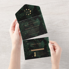 Casamento Dourado Celestial Tudo Em Um Convite