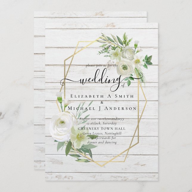 Casamento Dourado Clássico Rosa Verde (Frente/Verso)