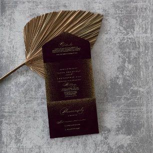 Casamento Dourado com a Caligrafia Burgundy