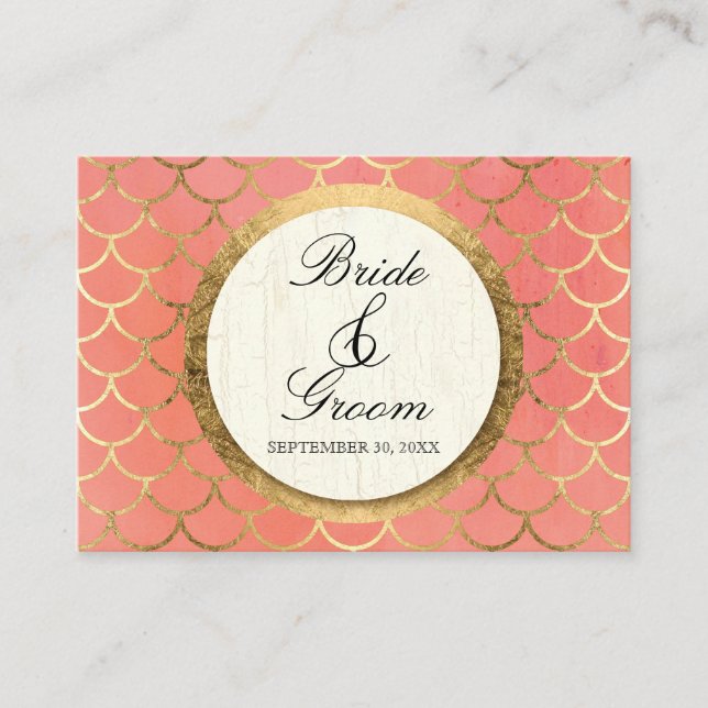 Casamento Dourado com Cartões de mesa Deco Shell F (Frente)