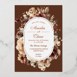 Casamento Dourado com Frame Floral Moderno Boêmian