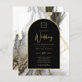 Casamento Dourado com mármore preto moderno, Marbl