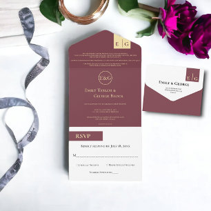 Casamento Dourado da Tipografia Elegante Burgundy