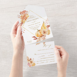 Casamento Dourado de Abóbora Floral Rústica 