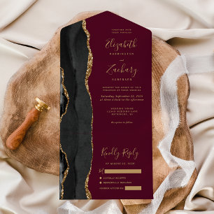 Casamento Dourado de Agato Negro Moderno com Borgo