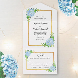 Casamento Dourado de Borda Blue Hydrangea